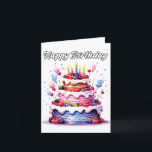 Super köstlicher Geburtstagsparty Cake Karte<br><div class="desc">Diese einzigartige Geburtstagskarte illustriert köstlich aussehenden fruchtigen Kuchen. Sie können diese Karte mit Ihrem Text personalisieren,  um sie einzigartig und einzigartig zu machen.</div>