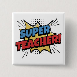 Super-Lehrer im Comic-Stil Button
