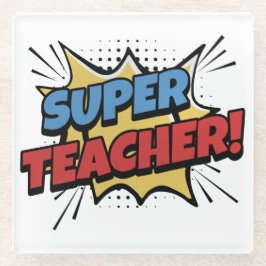 Super-Lehrer im Comic-Stil Glasuntersetzer