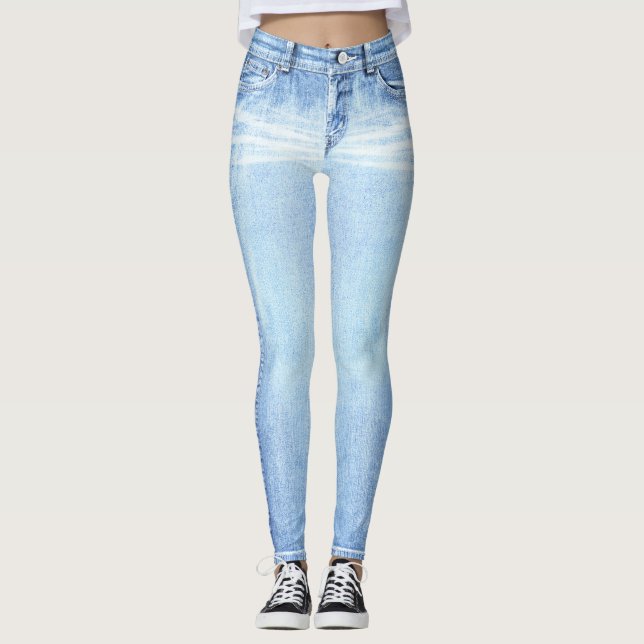 Super Light Wash Jeans All-Over Printed Leggings (Vorderseite)