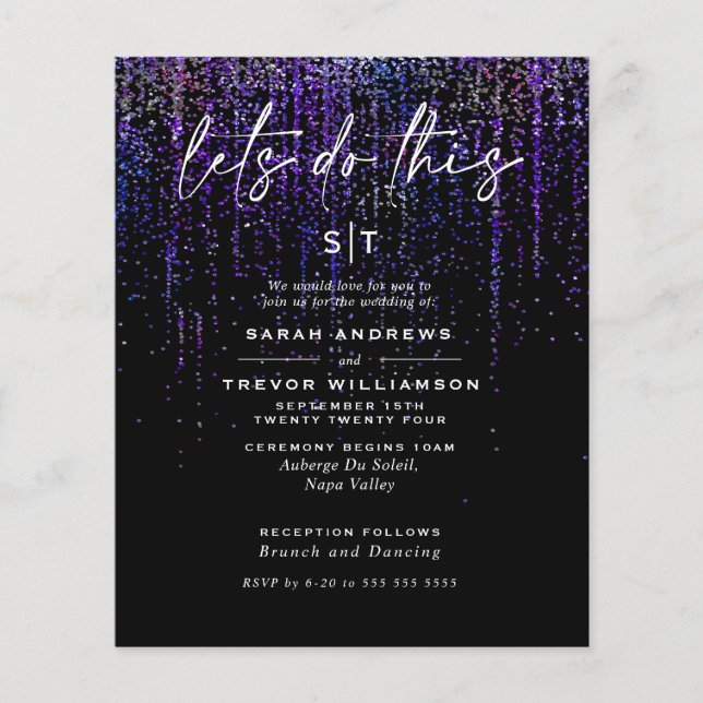 Super Low Budget Wedding Edgy Lila Glitzer Flyer (Vorne)