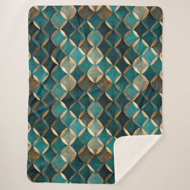 Super Luxe Aquamarin & Gold Sherpadecke (Vorderseite)