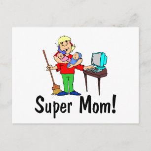 Super-Mama (4 Waffen) Postkarte