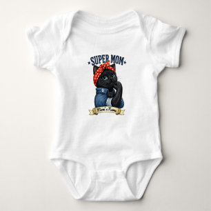 Super Mama Black Cat – Muttertagsshirt Baby Strampler