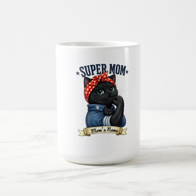 Super Mama Black Cat – Muttertagsshirt Kaffeetasse (Mittel)