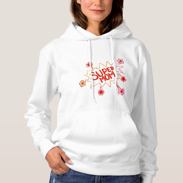Super Mama Blume Comic Blase Zeichnend Mutter Hoodie (Vorderseite)