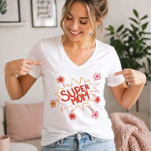 Super Mama Blume Comic Blase Zeichnend Mutter T-Shirt