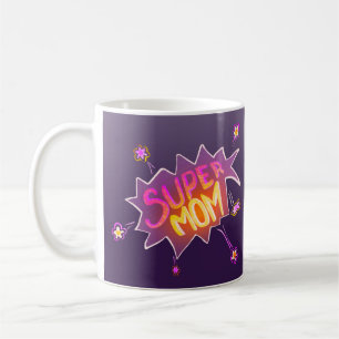Super Mama Blume Neon Comic Blase Muttertag Kaffeetasse