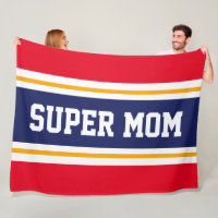 SUPER MAMA Bright Red White Navy Blue Streifen