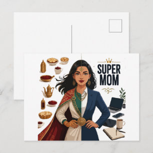 Super-Mama Doppelleben Profi und Traditionell Postkarte