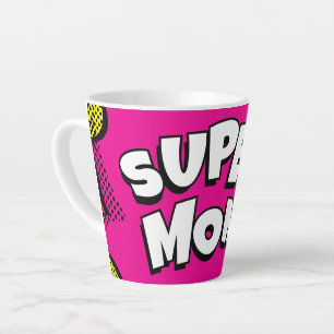 "Super Mama" Farbiges Comic Buch Pop Kunst Latte T Milchtasse