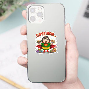 Super-Mama Foodie Lustige Cartoon Aufkleber