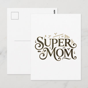 Super-Mama Gold Verzierte Typografie Geschenk Postkarte