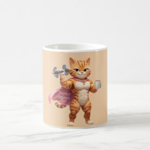 Super-Mama-Gym-Katze-Tasse – Lustiges Fitness-Kaff Kaffeetasse
