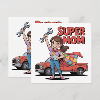 Super-Mama-Held Cartoon-Geschenk zum Muttertag Einladung