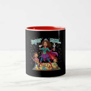 Super-Mama-Heldin - Muttertagsfeier Zweifarbige Tasse