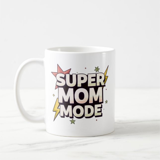 Super-Mama im Comic-Stil Becher | Keramik Kaffeeta Kaffeetasse (Links)