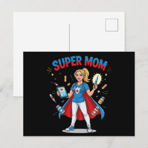 Super-Mama-Krankenschwester-Superheldin-Typografie Postkarte