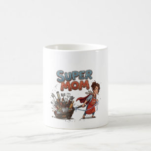 Super-Mama-Küchen-Superhelden-Cartoon Kaffeetasse