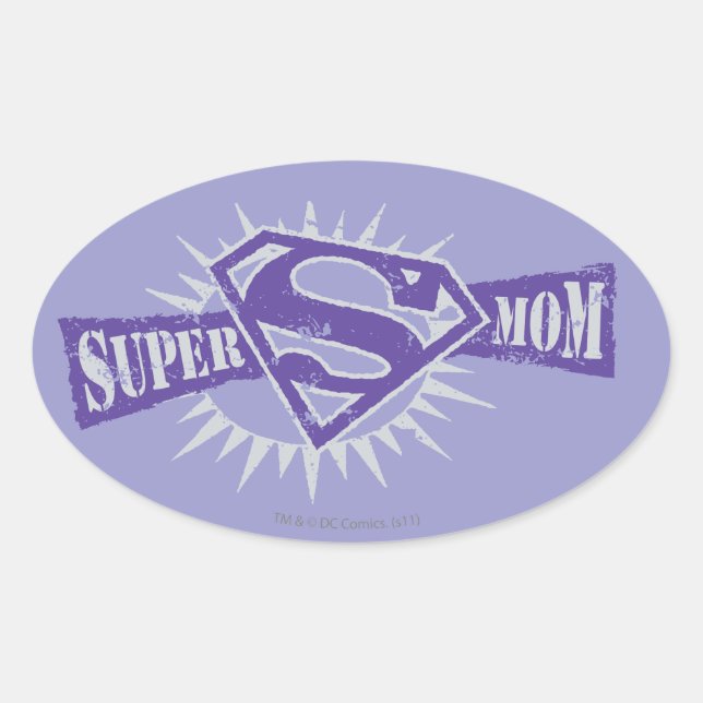 Super Mama Lila Sternexplosion Ovaler Aufkleber (Vorderseite)