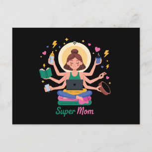 Super-Mama-Multitasking-Muttertags-Grafik Postkarte