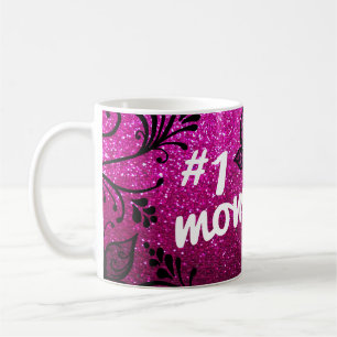 Super Mama Mütter Tag Blume Schmetterling Glitzer Kaffeetasse