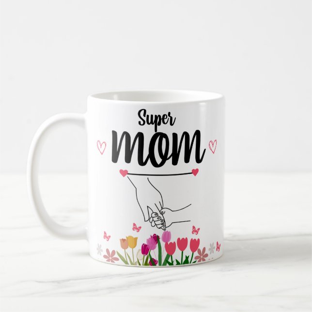 Super Mama Muttertag Tasse Geschenk (Links)