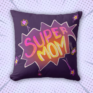 Super Mama Neon-Blumen-Comic-Blase Muttertag Kissen