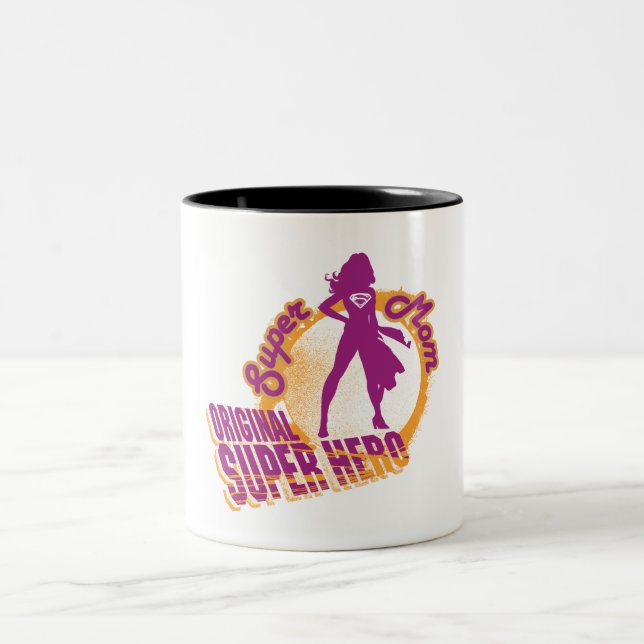 Super Mama Original Super Hero Zweifarbige Tasse (Mittel)