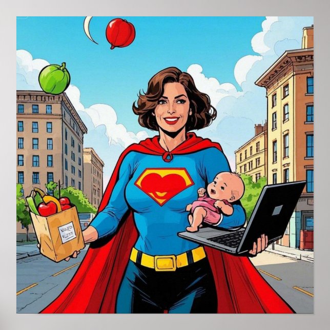 "Super Mama" Retro-Comic Poster (Vorne)