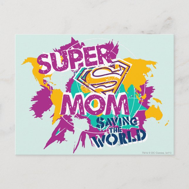 Super-Mama Rette die Welt Postkarte (Vorderseite)