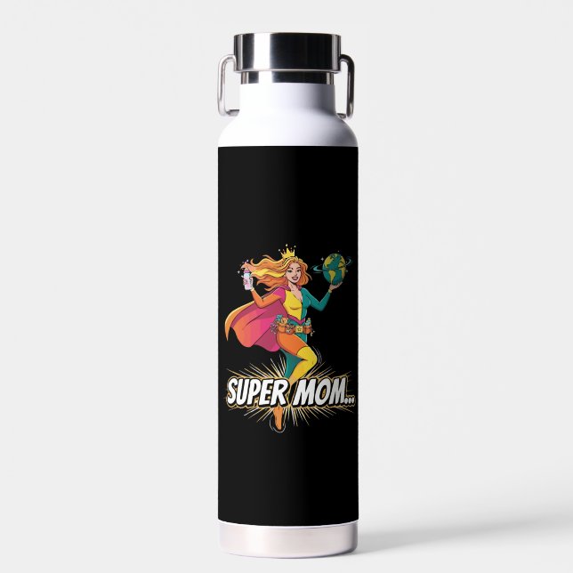 Super Mama Superheldin Muttertag Trinkflasche (Vorne)