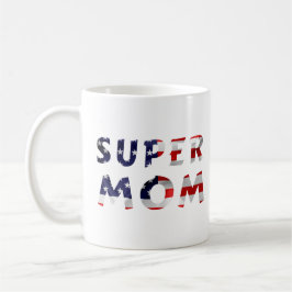 Super Mama und die amerikanische Flagge Kaffeetasse