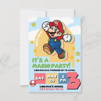 Super Mario Birthday Invitation Einladung