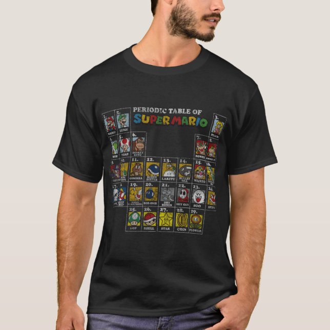 Super Mario Periodicable Of Character Panel Grid f T-Shirt (Vorderseite)