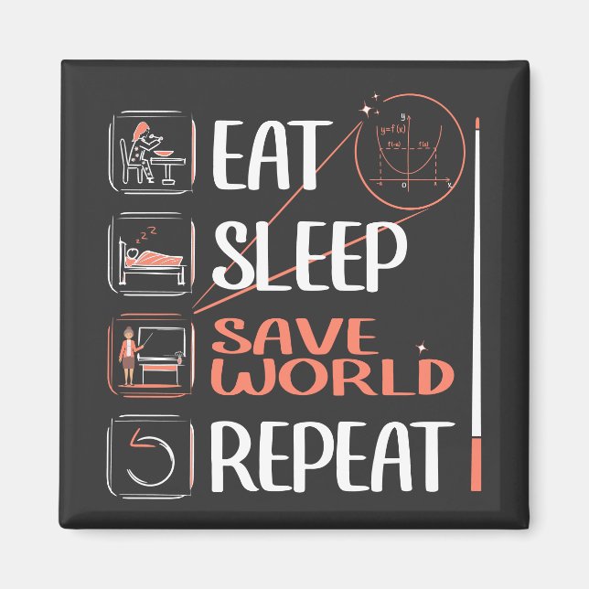 Super Mathe Teacher Rette die Welt. Vielen Dank fü Magnet (Vorne)