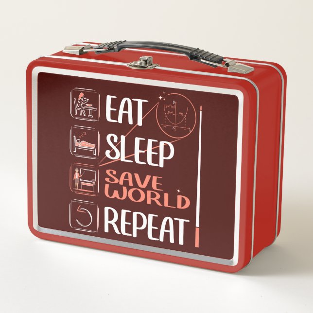 Super Mathe Teacher Rette die Welt. Vielen Dank fü Metall Brotdose (Vorderseite)