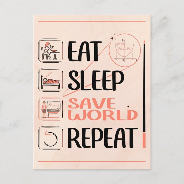 Super Mathe Teacher Rette die Welt. Vielen Dank fü Postkarte (Vorderseite)