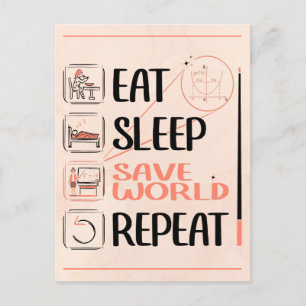 Super-Mathematiklehrer rettet die Welt. Dankeschön Postkarte