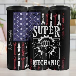 Super Mechanic American Flag Patriotic Thermosbecher