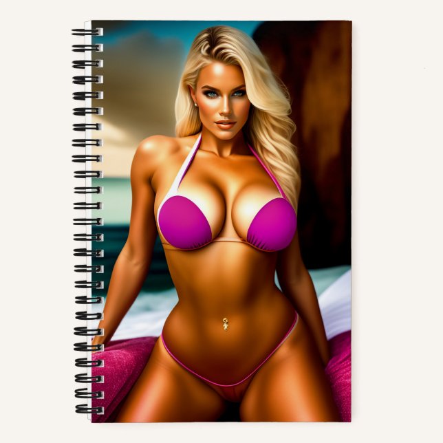 Super Modell posieren in Bikini Fantasy Notebook Notizbuch (Vorderseite)