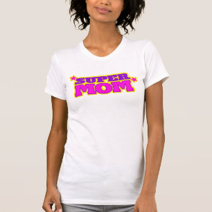 Super Mom Grafik Text Slogan T - Shirt
