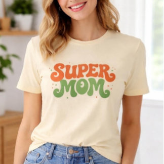 SUPER MOM Spielerei Retro Groovy Typografie T-Shirt