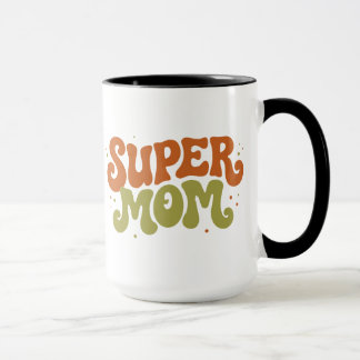 SUPER MOM Spielerei Retro Groovy Typografie Tasse