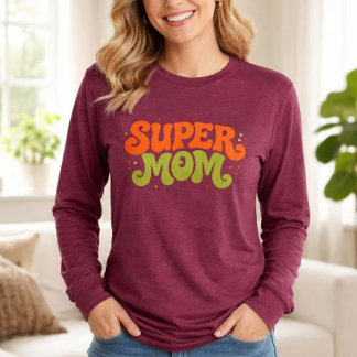 SUPER MOM Spielerei Retro Groovy Typografie Tri-Blend Shirt