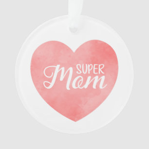 Super Mom Text, rosa Herz Mutter Tag Ornament