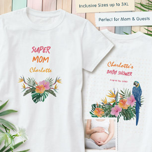 SUPER MOM Tropischer Papagei Rücken Druck Baby Sho T-Shirt