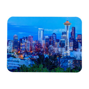 Super Mond über der Skyline von Seattle Magnet