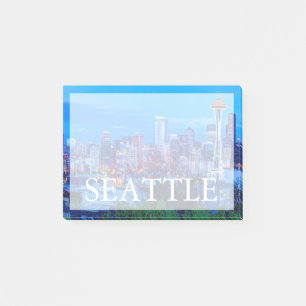 Super Mond über der Skyline von Seattle Post-it Klebezettel