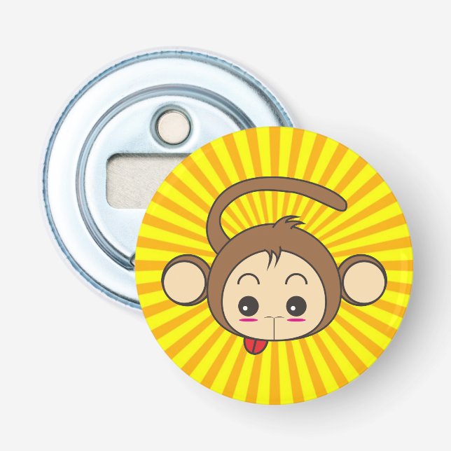Super Monkey Gesicht auf Sunburst Hintergrund Flaschenöffner (Vorderseite)